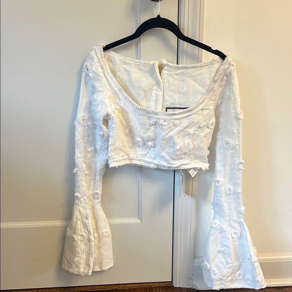 Elegant White Embroidered Women's Top
